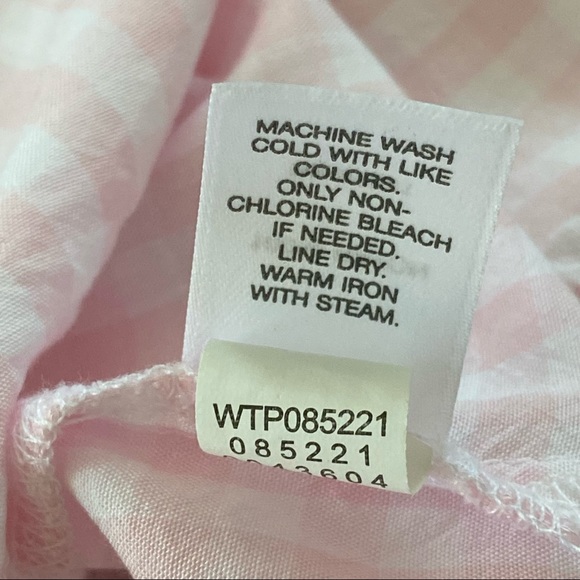 J Jill Pink Gingham Popover Rayon Blouse w Notch Neckline w MEASUREMENTS! - Picture 7 of 9